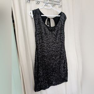 Black matte sequin 12 bodycon keyhole short dress